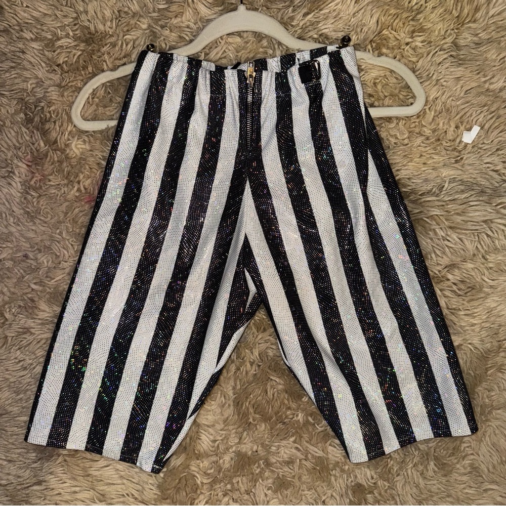 GoGuy striped holographic festival rave shorts